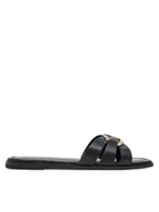 Klapki i japonki damskie - TWINSET Klapki 251TGT090 Czarny - miniaturka - grafika 1