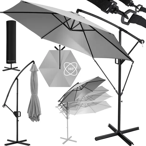 Parasol ogrodowy boczny 300cm na taras balkon obrotowy 360° z korbą KESSER