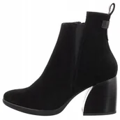 Botki damskie - Botki Maciejka 05252-01 czarne skóra zamszowa eleganckie modne klocek r. 40 - miniaturka - grafika 1