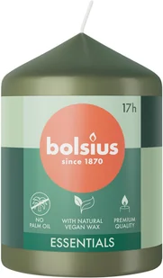 Świeca pieńkowa walec BOLSIUS Essentials 17H 8CM ZIELONA OLIWKA - Świece - miniaturka - grafika 1