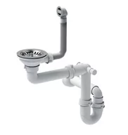 Akcesoria do armatury i ceramiki - Quadron Unique Syfon pionowy do zlewozmywaka granitowego 1 lub 1 komora z ociekaczem 3,5" cala kolor stal szlachetna SteelQ, SAVE SPACE - miniaturka - grafika 1