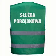 Odzież robocza - Kamizelka odblaskowa F474 PORTWEST L/XL -zielona nadruk SŁUŻBA PORZĄDKOWA - miniaturka - grafika 1