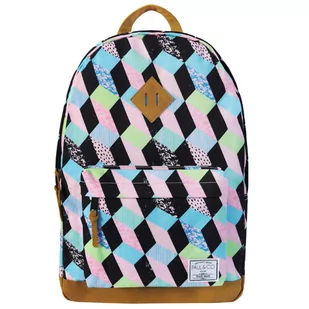 Plecak dwukomorowy pastelowy czarne Romby PAUL&CO - Torby na laptopy - miniaturka - grafika 1