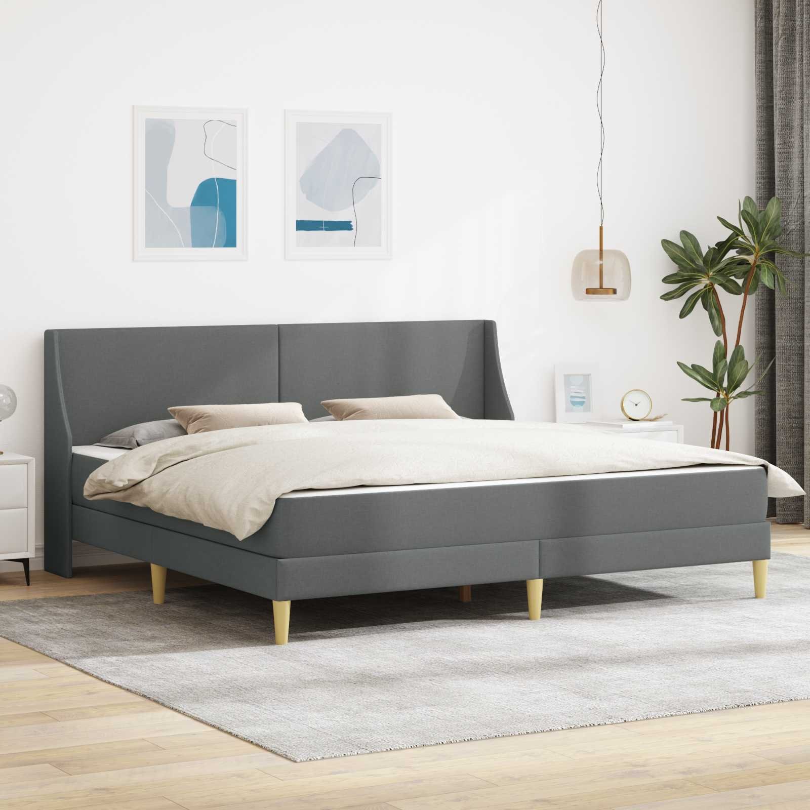 vidaXL vidaXL Rama łóżka z materacem Ciemnoszary 180 x 200 cm Poliester