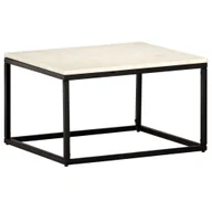 Ławy i stoliki kawowe - Stolik kawowy biały 60×60×35 cm prawdziwy kamień o marmurowym wyglądzie - miniaturka - grafika 1