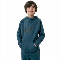 Bluzy męskie - BLUZA CHŁOPIĘCA 4F DRESOWA Z KAPTUREM BAWEŁNA - miniaturka - grafika 1