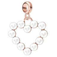 Wisiorki - Charms Serce z Perłami różowe złoto srebro - miniaturka - grafika 1