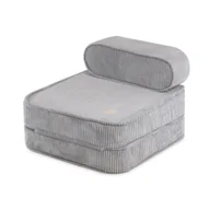 Krzesła obrotowe dla dzieci - MISIOO Fotel rozkładany dla dziecka 150x60x25 cm szary sztruks premium - miniaturka - grafika 1