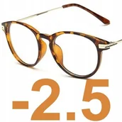 Okulary korekcyjne, oprawki, szkła - Okulary kujonki korekcyjne panterka minusy -2.5 - miniaturka - grafika 1