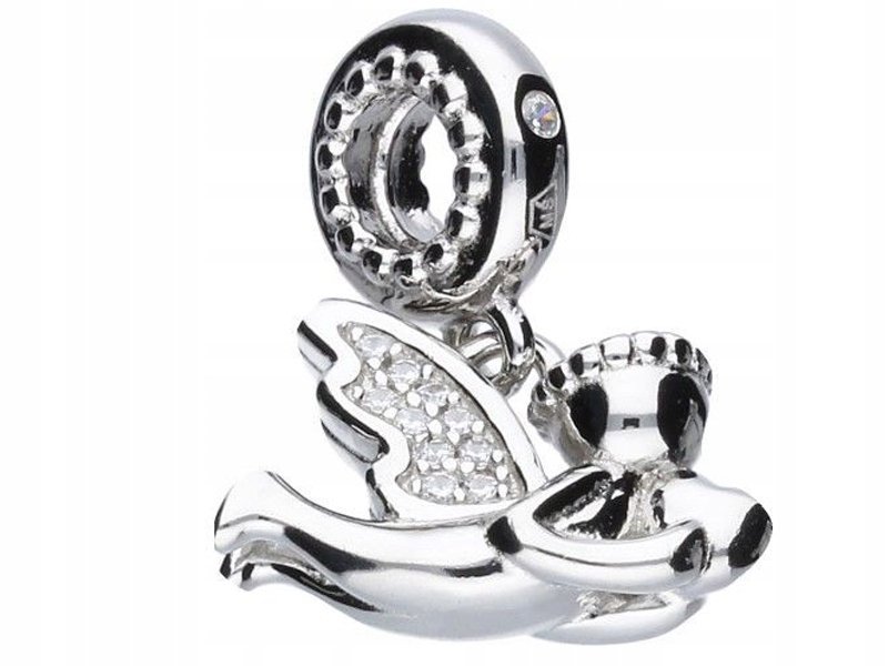 Srebrna zawieszka 925 bead aniołek serce 4,04g idealna na prezent modna