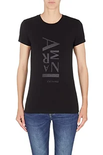 Armani Exchange Damska koszulka slim fit, Big Logo Print, czarna, Large, czarny, L - Koszulki i topy damskie - miniaturka - grafika 1