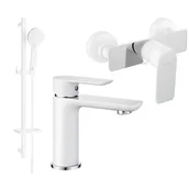 Baterie umywalkowe - Mexen Alfa DQ40 zestaw prysznicowy, biały/chrom - miniaturka - grafika 1