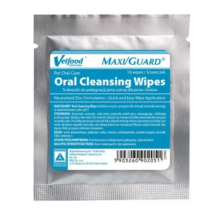 Vetfood Vetfood MAXI/GUARD Oral Cleansing Wipes 10szt - Higiena jamy ustnej zwierząt - miniaturka - grafika 1