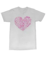 Koszulki i topy damskie - Koszulka z napisami LOVE w kształcie serca na Prezent Szara XL - miniaturka - grafika 1