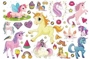 Tatuaże dla dzieci zmywalne dziecięce Jednorożec Jednorożce B1 - Zabawki kreatywne - miniaturka - grafika 1