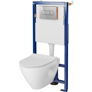 Cersanit Tech Line Opti Set B606 Zestaw Toaleta WC bez kołnierza + deska wolnoopadająca + stelaż podtynkowy WC + przycisk spłukujący WC S701-635 - Stelaże i zestawy podtynkowe do WC - miniaturka - grafika 2