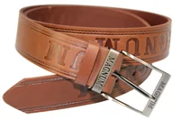 Paski - Pasek Skórzany ARUCCE (PL) Tłoczony Napis "MAGNUM" Skóra Licowa EXTRA 40 mm JASNY BRĄZOWY - miniaturka - grafika 1