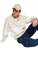 Bluzy męskie - TRENDYOL MAN BLUZA MĘSKA BEŻOWO BIAŁA Z PASKAMI I STÓJKĄ XL 5DA - miniaturka - grafika 1