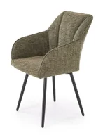 Krzesła - Krzesło oliwkowe na czarnej podstawie tapicerowane P8-Z23 - miniaturka - grafika 1