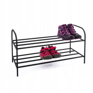 Metalowy stojak na buty - Obuwie szafka - Regał półka na buty - Stojak 2 poziomowy - Organizer - Czarny Metalowy - Szafki na buty - miniaturka - grafika 1