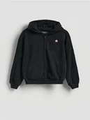 Bluzy dla dziewczynek - Reserved - Luźna bluza z kapturem - czarny - miniaturka - grafika 1
