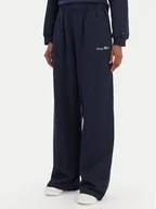Spodnie sportowe damskie - Tommy Hilfiger Spodnie dresowe Script WW0WW48784 Niebieski Relaxed Fit - miniaturka - grafika 1