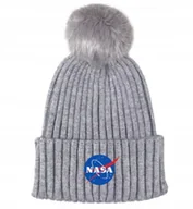 Czapki damskie - Czapka zimowa NASA szara z pomponem - miniaturka - grafika 1