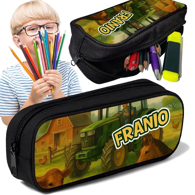 Piórnik TUBA z imieniem TRAKTOR FARMA Zwierzęta Personalizowany Prezent