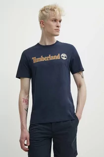 Koszulki męskie - Timberland t-shirt bawełniany męski kolor granatowy z nadrukiem TB0A5UPQ4331 - grafika 1