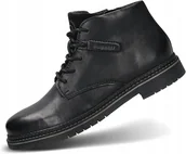 Botki męskie - Bugatti Męskie Czarne Skórzane Trzewiki Sznurowane 40 Jża - miniaturka - grafika 1