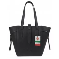 Torebki damskie - Pakowna włoska torebka skórzana na ramię mieści A4 ,Vera Pelle , Czarna BKL25N - miniaturka - grafika 1