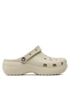 Klapki i japonki damskie - Crocs Klapki Classic Platform Clog W 206750 Beżowy - miniaturka - grafika 1