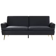 Sofy i kanapy - Beliani Sofa rozkładana welurowa czarna VETTRE - miniaturka - grafika 1