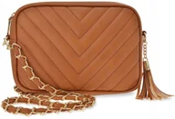 Torebki damskie - Pikowana Listonoszka Z Breloczkiem Frędzlami Torebka Damska Na Łańcuszku - miniaturka - grafika 1