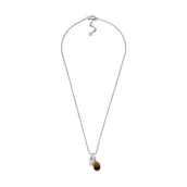 Naszyjniki męskie - Fossil Męski naszyjnik ze stali nierdzewnej lub kamieni półszlachetnych z zapięciem na karabińczyk, Metaliczne srebro - miniaturka - grafika 1