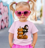 Koszulki dla dziewczynek - Różowa koszulka dla dziewczynki na Dzień Dyni z dynią - kotdynia73 - miniaturka - grafika 1