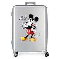 Walizki - Disney 100 Mickey Joyful Walizka Średniej walizki 48x70x26 cms Twarde mocowanie ABS Wbudowany 81L 2 kg 4 koła Podwójne Szary, Szary, Talla única, średnia walizka - miniaturka - grafika 1