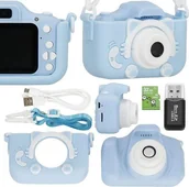 Aparaty Cyfrowe - Springos Aparat dla dzieci cyfrowa kamera full HD z kartą 32GB niebieski UNIWERSALNY - miniaturka - grafika 1