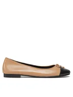 Baleriny - Tory Burch Baleriny Cap-Toe Ballet 154513 Beżowy - miniaturka - grafika 1