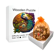 Puzzle - DREWNIANE PUZZLE ZWIERZĘTA PIĘKNY UROCZY PAW DO SKŁADANIA UKŁADANIA NA CZAS WOLNY PREZENT DLA DZIECI I DOROSŁYCH PUZLE W KSZTAŁCIE ZWIERZĄT - miniaturka - grafika 1