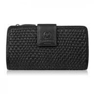 Portfele - Portfel Damski Skórzany Czarny Duży Pleciony Paolo Peruzzi Ay-08-Bl - miniaturka - grafika 1
