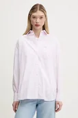 Koszule damskie - Guess Jeans koszula bawełniana damska kolor różowy relaxed z kołnierzykiem klasycznym W5RH94 WGZ11 - miniaturka - grafika 1