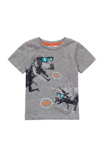 Bluzki dla niemowląt - T-shirt niemowlęcy szary z dinozaurem - grafika 1