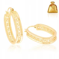 Kolczyki - ZLOTE KOLCZYKI GRECKIE ZE STALI CHIRURGICZNEJ WISZĄCE PREZENT DLA KOBIETY - miniaturka - grafika 1