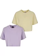 Koszulki i topy damskie - Urban Classics Damska koszulka oversize, 2 sztuki, Lilac+softyellow, XS - miniaturka - grafika 1