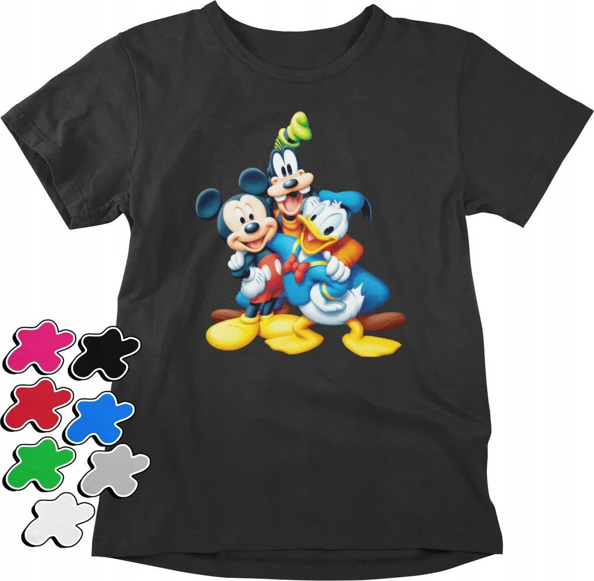 Koszulka T-Shirt Dziecięca Z Nadrukiem Myszka Miki Goofy Donald -L 146-152