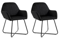 Krzesła - Zestaw 2 czarnych tapicerowanych welurem krzeseł E4-G50 - miniaturka - grafika 1