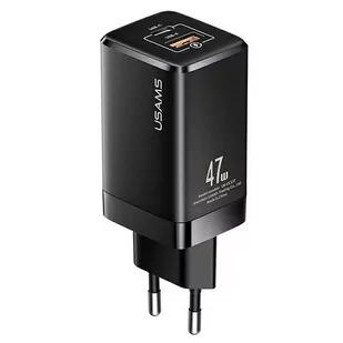Usams Ład. siec. T41 USB-C+USB GaN 47W PD+QC (only head) Fast Charging czarny/black CC137TC01 (US-CC137) Usa001022 - Ładowarki do telefonów - miniaturka - grafika 1