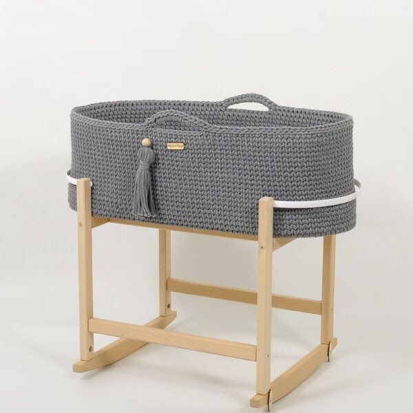 Kosz Mojżesza BOHO Handmade z kołyską - ciemny szary