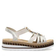 Sandały damskie - Sandały Rieker V7949-90 Srebrne rodowanie - miniaturka - grafika 1